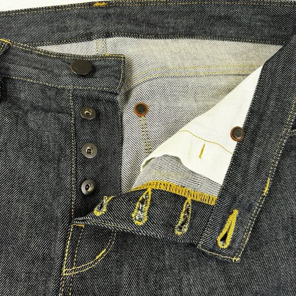 Shockoe Atelier Slim Candiani Stretch Button Fly Dark Jeans 33 Batch 934 3 Of 12 - Picture 9 of 16